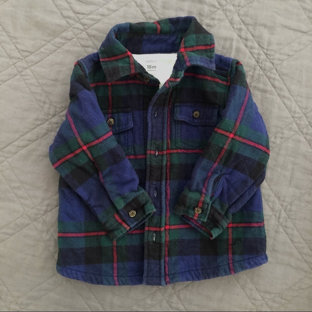 Carter’s flannel plaid padded jacket, size 18mo